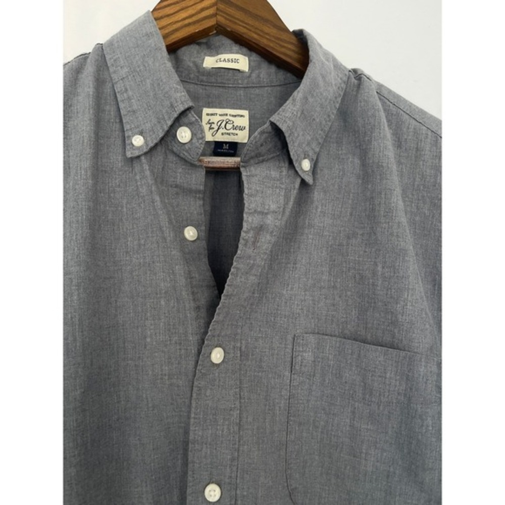 J.Crew Secret Wash Shirt Mens M Classic Fit Gray Stretch Button Down NWOT - Picture 7 of 9